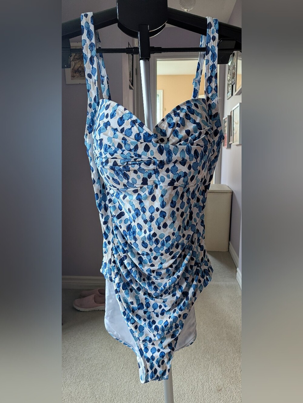 Blue White Printed One-Piece Swimsuit